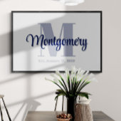 ブルーのカスタムファミリー名ポスター ウェディングギフトのアイデア ポスター