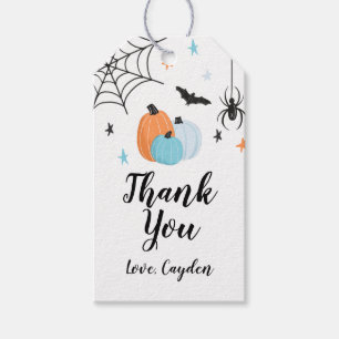 ブルーのカボチャのギフトタグ ハロウィン 誕生日 スプーキー ギフトタグ