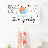 ブルーのカボチャのハロウィン2歳の誕生日おめでとう 横断幕 (インサイチュ)