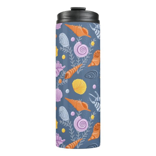 ブルーのカラフルな貝殻とアルガーズ タンブラー (正面)