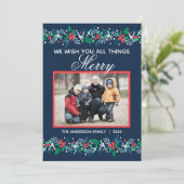 ブルーのガーランド - フラットホリデーカード シーズンカード (スタンド正面)