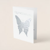 ブルーのキンチャネラ誕生日招待状 箔カード (正面)