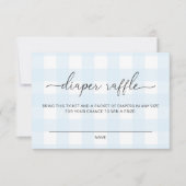 ブルーのギンガムおむつくじチケットカード 招待状 (正面)