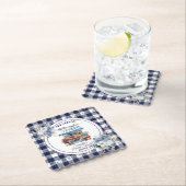 ブルーのギンガムが手に入らない フローラル ブライダルシャワー ペーパーコースター (インサイチュ)