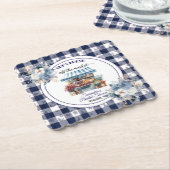 ブルーのギンガムが手に入らない フローラル ブライダルシャワー ペーパーコースター (アングル)