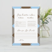 ブルーのギンガムとブラウンのシャワーベイビー予想 招待状 (スタンド正面)
