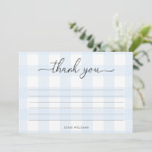 ブルーのギンガム感謝カード カード (スタンド正面)