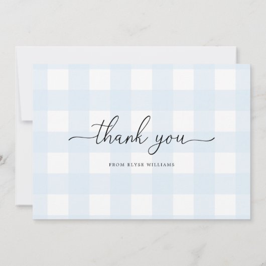 ブルーのギンガム感謝カード カード (裏面)