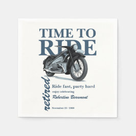ブルーのクラシックバイクで疾走!退職お祝いパーティー スタンダードカクテルナプキン