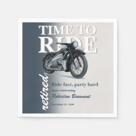 ブルーのクラシックバイクのデザインがおしゃれなリタイアメントパーティー スタンダードカクテルナプキン