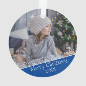 ブルーのクリスマス記念フォト オーナメント (裏面)