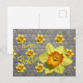 ブルーのグラデーション 水仙 カスタム 誕生日 ポストカード (正面/裏面)