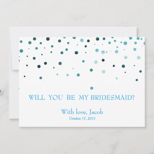 ブルーのグリッター　あなたは私のブライズメイドになってくれますか？の招待状 招待状 (正面)