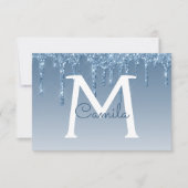 ブルーのグリッター キンセアニエラ セーブ・ザ・デート 招待状 (正面)