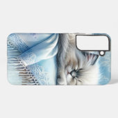 ブルーのコテージ風格子の子猫の夢 SAMSUNG GALAXYケース (裏面横)