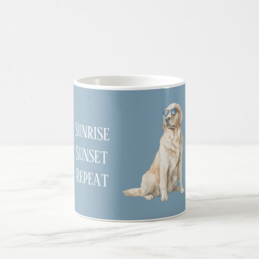 ブルーのサングラス かっこいい犬 コーヒーマグカップ (中央)