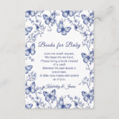 ブルーのシノワズリーバタフライのベビーシャワーの本 エンクロージャーカード (正面)