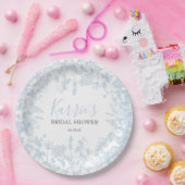 ブルーのシノワズリーフラワーブライダルシャワー招待状 ペーパープレート (パーティー)