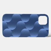 ブルーのジオメトリックウェーブ柄マット仕上げ Case-Mate iPhoneケース (裏面 (横))