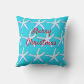 ブルーのスターフィッシュパターンカスタム マーイクリスマス クッション (裏面)