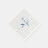 ブルーのストライプの弓のブライダルシャワー スタンダードカクテルナプキン (角)