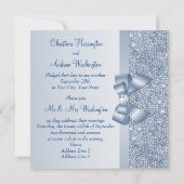 ブルーのスパンコールとジュエルリボン 結婚式披露宴 招待状 (裏面)