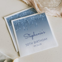 ブルーのスパークリング グリッター グラム 50歳の誕生日パーティー