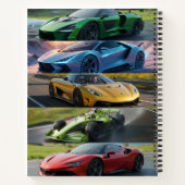 ブルーのスポーツカーノート - 名前入り ノートブック (裏面)