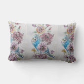 ブルーのセキセイインコ&ローズ 水彩鳥 デコ クッション (裏面)