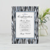 ブルーのゼブラパターン 招待状 (スタンド正面)