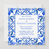 ブルーのタレヴェラ スペインのタイルが一つになったウェディング 招待状 (正面)