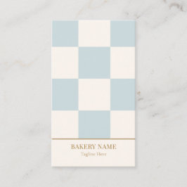 ブルーのチェック柄バレリーナQRコード 縦 名刺