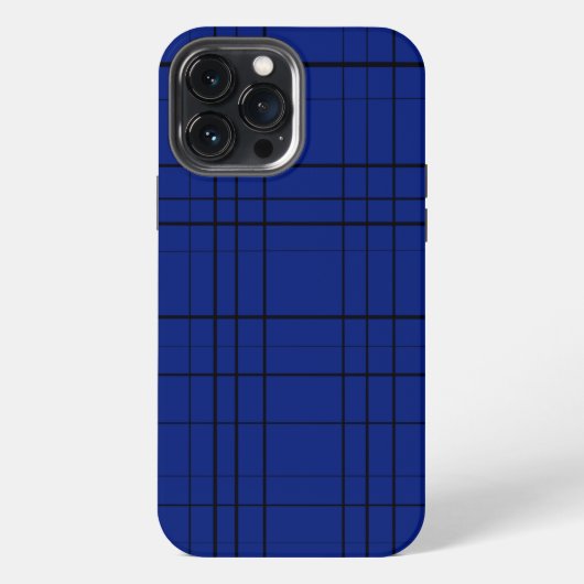ブルーのチェック柄 iPhoneケース (裏面)