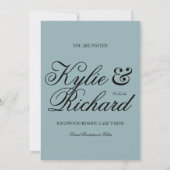 ブルーのチェック柄 Save The Date 招待状 (裏面)