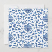 ブルーのチャイナ風アートがおしゃれな ブライダルシャワー 招待状 (裏面)