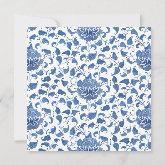 ブルーのチャイナ風アートがおしゃれな ブライダルシャワー 招待状 (裏面)