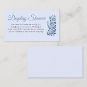 ブルーのチャイナ風デザインのブライズシャワー エンクロージャーカード (正面/裏面)