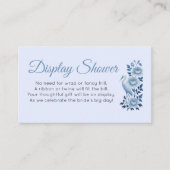 ブルーのチャイナ風デザインのブライズシャワー エンクロージャーカード (正面)