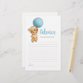 ブルーのテディベアアドバイスのためにママはカードになる