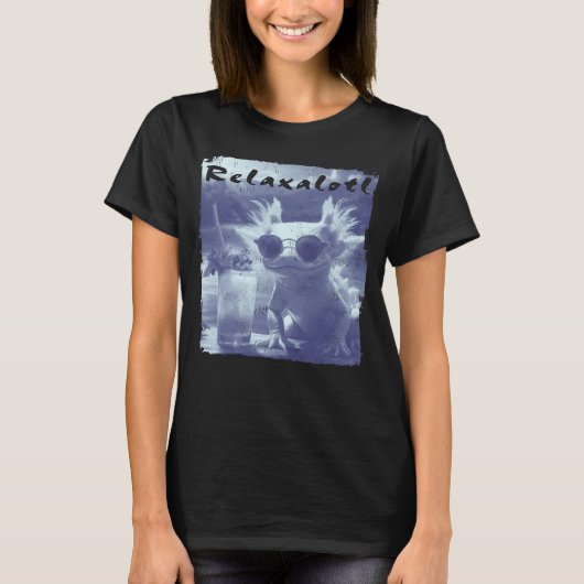 ブルーのディストressedリラックスアホロートル女性用 tシャツ (正面)