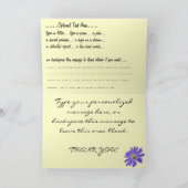 ブルーのデイジーの花のカードをカスタマイズ お礼のカード サンキューカード (内部)