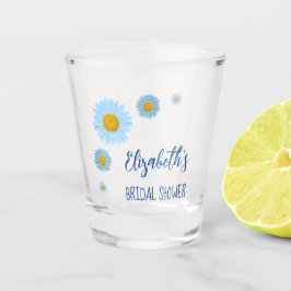 ブルーのデイジー フラワーブライダルシャワー ショットグラス