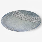 ブルーのデニムジーンズとホワイトハートレースのブライダルシャワー ペーパープレート (アングル)