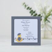 ブルーのデニムスターズ ベイビーボーイシャワー 招待状 (スタンド正面)