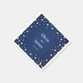 ブルーのデニム ダイヤモンド パール ウェディング カップルのシャワー スタンダードカクテルナプキン (角)