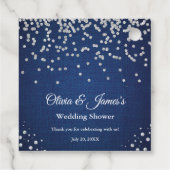 ブルーのデニム ダイヤモンド パール カップルの結婚前お祝いパーティー フェイバータグ (裏面)