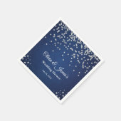 ブルーのデニム ダイヤモンド パール カップルの結婚前お祝い スタンダードカクテルナプキン (角)