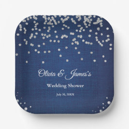 ブルーのデニム ダイヤモンド パール カップルの結婚前お祝い ペーパープレート