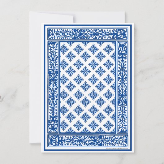 ブルーのトランプベガスウェディング感謝カード 招待状 (裏面)