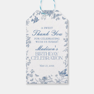 ブルーのトワルドジューイの誕生日パーティー景品 ギフトタグ